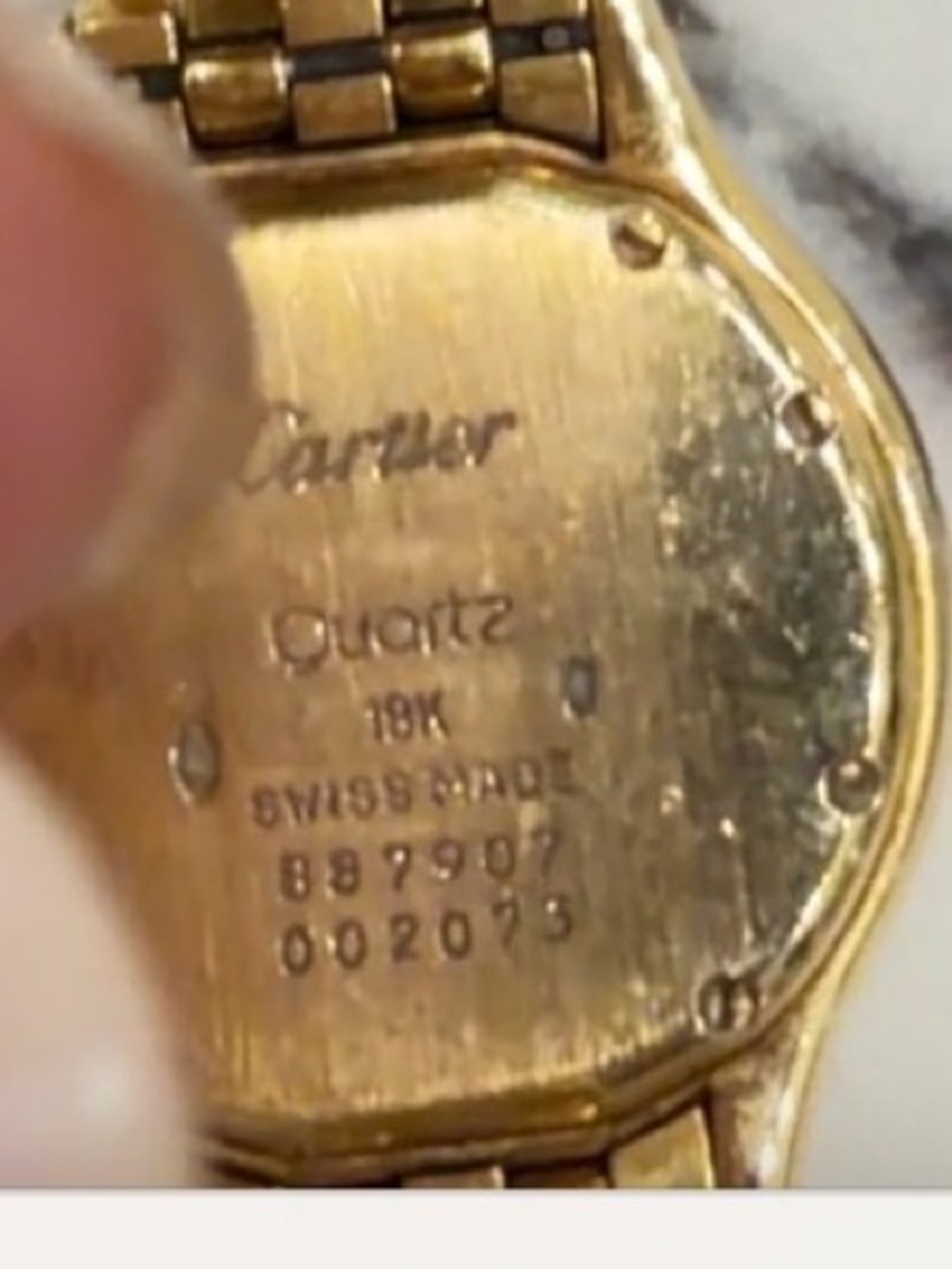 Cartier 18 karat Gold Cougar Watch with White Dial, Blue Hands and diamonds. - Picture 5 of 14